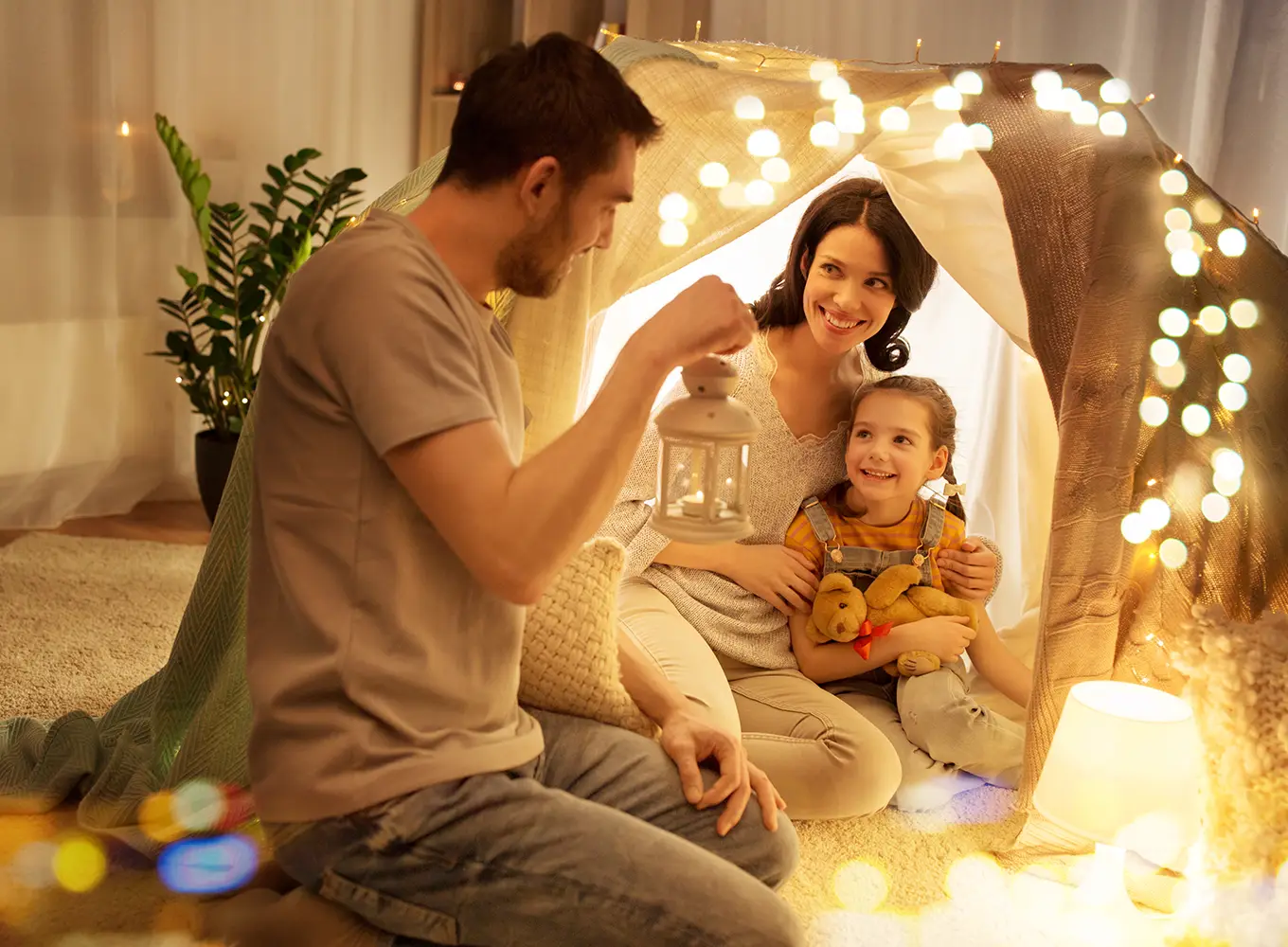 family comfortable in their home in Clinton County IL